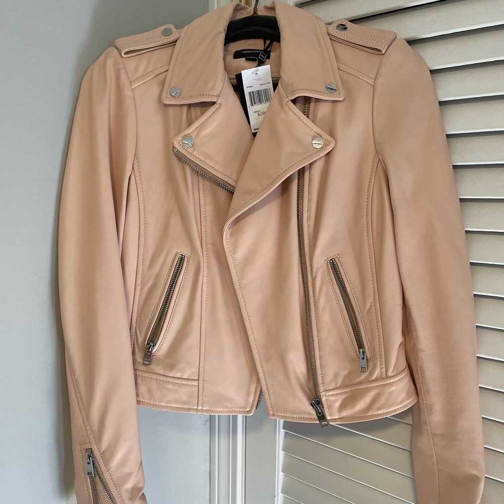 NWT Lamarque “Donna” pink leather jacket
